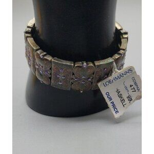 Rare Early Miriam Haskell Enamel Butterfly Panel Bracelet Original Paper Tag